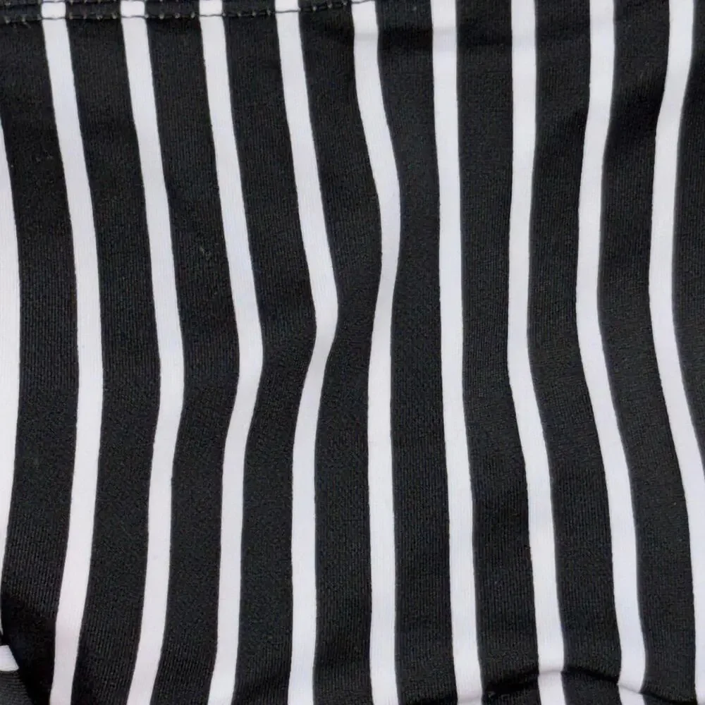 Kona Sol Medium Black and White Striped Bikini Top